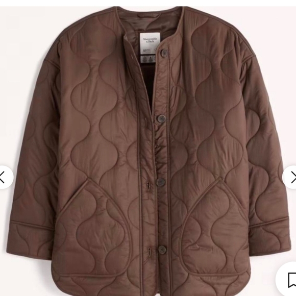NWT Abercrombie Oversized Quilted Brown Puffer Button Up Jacket Size Medium - Picture 6 of 9
